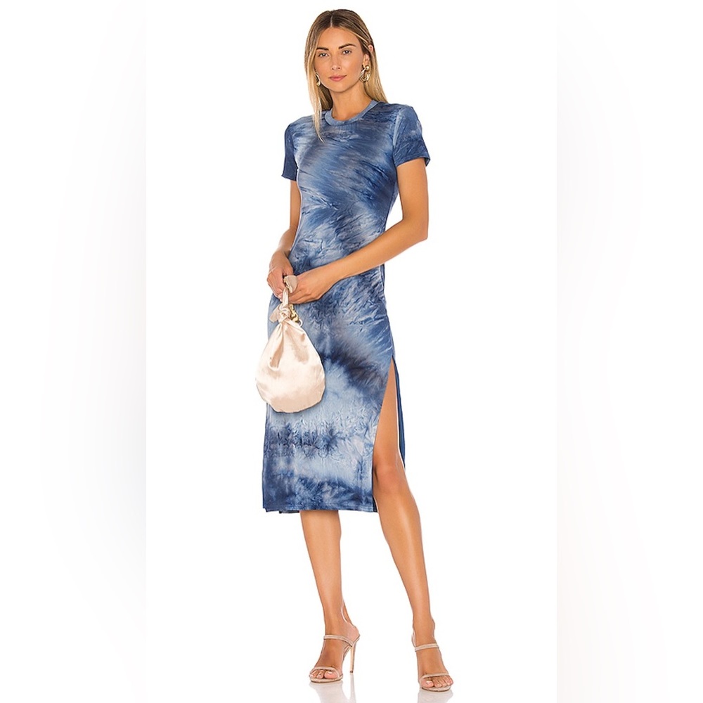 Lovers & Friends Irina Midi Dress in Blue Tie Dye Size Medium